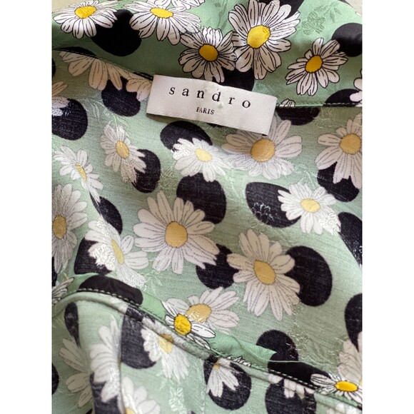 NWOT Sandro Daisy Print Satin Romper Size 4 (Seen on The Bold and the Beautiful) - Picture 7 of 11